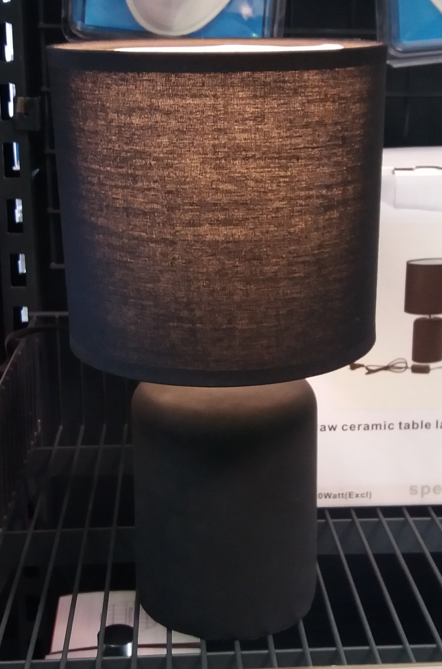 Bordlampe, sort keramik